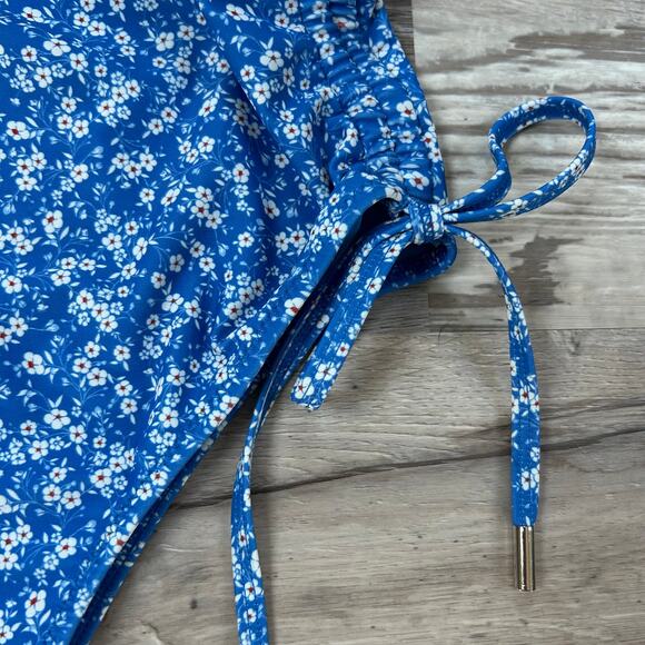 Tularosa Dilara One Piece Swimsuit Blue Floral Cutout XS Revolve Coquette - Picture 3 of 10